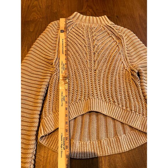 Free People Sweetheart Sweater M Beige Chunky Knit Cotton High Low - Picture 8 of 10
